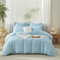 Housse de Couette Seersucker 240x260cm Rayures Unie Bleu Gaufré Rayé Structuré Adulte Ado Doux Confortable Elegant Parure de lit 2 Personnes Rayé avec 2xTaie d'oreiller 65x65 avec Fermeture Éclair