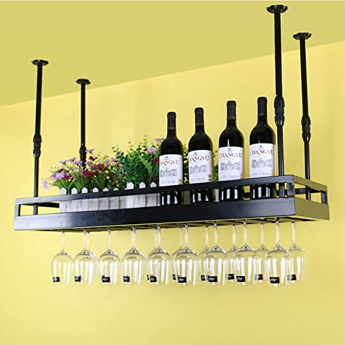 Weinregal zum Aufhängen an der Decke für Bar-Einheit, Aufbewahrungsregal, Hausbar, Küche, Metall, Ausstellungsregale – Champagnerkelch, Glashalter, Weinflaschenregale, dekorativ