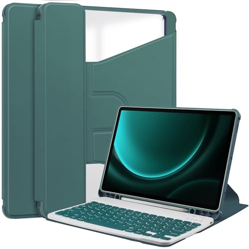Lobwerk 2in1 Set Bluetooth Tastatur in Schwarz + Hülle für Samsung Tab S9+ Plus 2023 SM-X810 SM-X816B SM-X818U 12.4 Zoll Case Schutzhülle Standfunktion Sleep and Wake