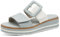 Jana Damen Pantoletten mit Schnalle Vegan, Blau (White/Sky), 37 EU
