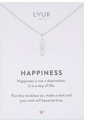 LUUK LIFESTYLE Moderne Edelstahl Halskette mit Anhänger, 50 cm verstellbare Länge, Schmuck Geschenk für die beste Freundin, Surfbrett, Silber