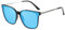 DUCO Sonnenbrille für Damen Polarisiert Sonnenbrille mit UV400 Schutz Vintage Klassisch Runde Metall Rahmen Leichtgewicht Übergroß Sonnenbrillen W016 (12- Black Frame Revo Blue Lens)