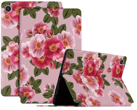 DayQiQiPu Case for Lenovo Tab M8 4th Gen 2024/2023 8.0 Inch TB-301FU/300FU/300XU PU Leather Flowers Blossom Seriess Pattern Ultra-Thin Tablet Flip Case with Auto Wake/Sleep Protective Cover-05