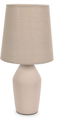 ValueLights | Coffee Ceramic Base Table Lamp with Tapered Fabric Lampshade Bedroom Bedside Light | Table Lamps, Home Décor & Improvement Essential | Included LED Bulb
