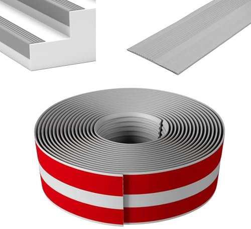 Profilo de protection pour bords d'escaliers, 2 m/5 m, en PVC, imperméable, antidérapant, en forme de L, pour intérieur et extérieur (gris, 2 m x 7,3 cm)