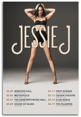 Jessie J kündigt nordamerikanische Tour an, Albumcover, signiertes Poster, Musikcover-Poster, Pop-Hip-Hop-Rap-Sänger-Star, Musikposter, ästhetische Leinwand-Wandkunst für Mädchen und Jungen, Teenager,