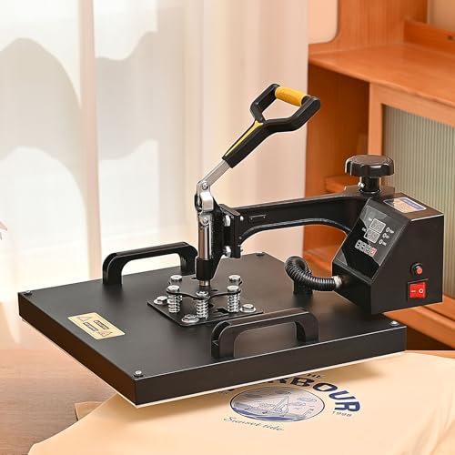 CREWORKS Transferpresse 38x38cm Heißpressmaschine 8-IN-1 Wärmepressmaschine Hitzepresse 360 Grad Schwenkbar Tassenpresse und Kappenpresse, Tassen-, Hut-, Kappen- und T-Shirt-Druckmaschine für zu Hause