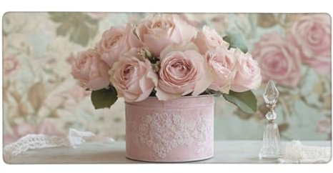 Rosa Alfombrilla Ratón XXL 1000 x 500 x 4mm, Alfombrilla de Ratónrosas con Base Goma Texturizada Antideslizante, Grande Gaming Mouse Pad Mejora La Precisión y La Velocida, para Ratón y Teclado-GZ332