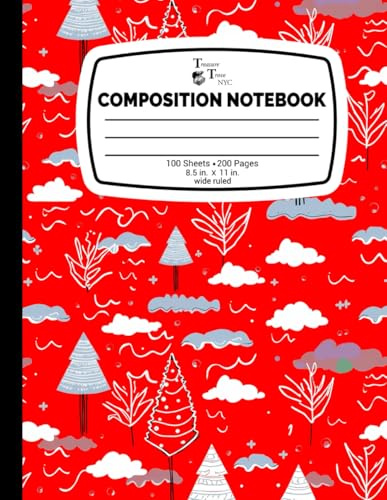 Scenic Evergreen Tree Red Composition Notebook