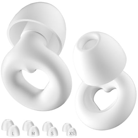 NEUTYPECHIC Ohrstöpsel zum Schlafen Silikon, Wiederverwendbare Gehörschutz, Ear Plugs for Sleep für Reisen, Arbeit, Schlafen und Konzert XS/S/M/L (Herzform-weiß, Einheitsgröße)