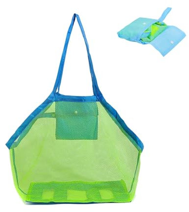 GeekerChip Strandspielzeug Tasche Groß,Sandspielzeug Tasche,Strandtasche Strandspielzeug,Aufbewahrungstasche für Strandspielzeug Wiederverwendbare Faltbare für Wasserspielzeug Urlaub(Grün)