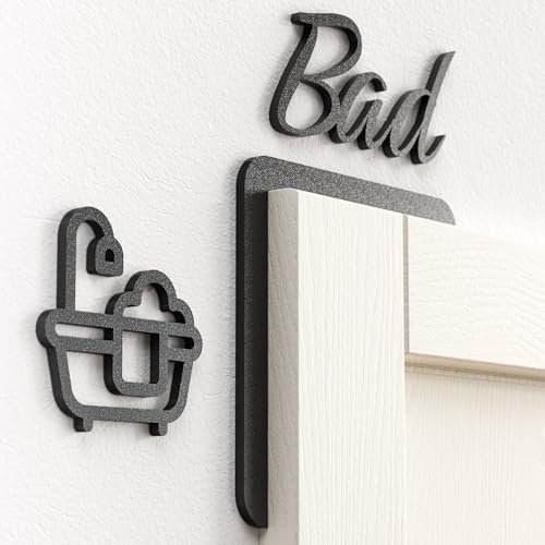Modernes Tür Rahmen Schild Home | Beschriftung Bad | Selbstklebend & langlebig | Wanddeko für Zuhause und Arbeitsräume | Deko für Badezimmer, Gästezimmer, Küche, Büro uvm.