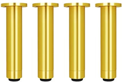 GXLSMSH Lot de 4 Pieds de Meubles réglables en Alliage d'aluminium, Pieds de canapé Ronds pour Meuble TV, Table Basse et Autres Meubles, Couleur Or, 25 x 5,6 cm