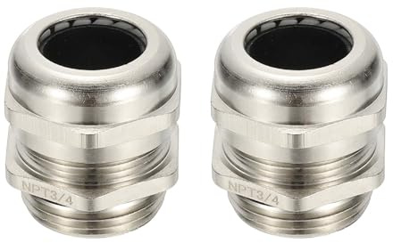 PATIKIL Waterproof Electrical Cable Glands, NPT3/4 2 Pcs 1/2 to 5/7 Nickel-Plated Brass Cord Grip Electric Wire Connector Wire Protector for Outdoor Cable Box Enclosure Junction Box