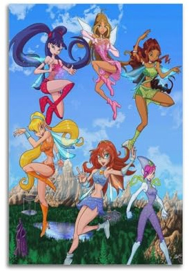 ZZLUUB Anime Winx Club-Poster, dekoratives Gemälde, Leinwand, Wandposter und Kunstdruck, moderne Familienschlafzimmer-Dekoration, Poster, 20 x 30 cm