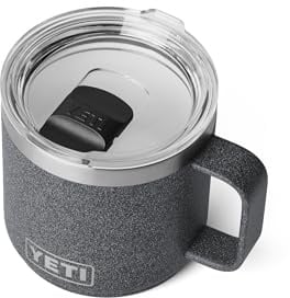YETI Rambler stapelbare Tasse mit Keramikfutter, 400 ml, schwarze Steinstruktur | Doppelwandig, vakuumisoliert, Edelstahl mit MagSlider-Deckel
