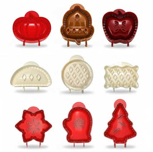 9 Pack Mini Hand Apple Pie Molds Maker for Baking - Hand Pie One Press Cutter - Fall Thanksgiving Christmas Halloween Baking Supplies