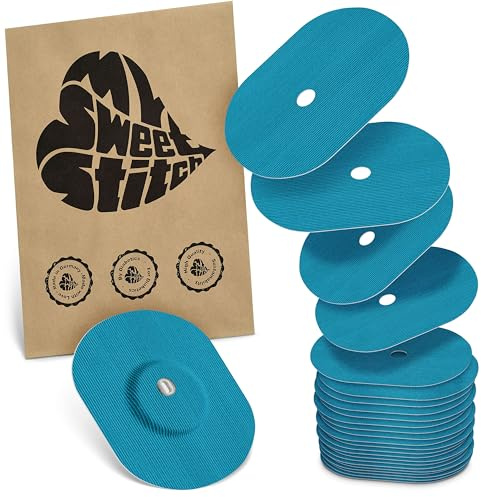 MySweetStitch 25 Fixierpflaster für FreeStyle Libre 3/3 Plus oval Petrol | Hilft gegen vorzeitiges Ablösen, wasserfest und schnell trocknend, hautfreundlich, bis zu 15 Tage Halt