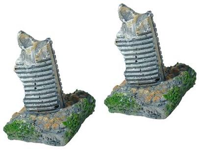 XAGMODSHN Simulation Ruinen Gebäude Modell Figur Aquarien Ornament dekoratives Zubehör Landschaft für Fische Garnelen Unterschlupf Ruine Gebäude Aquarium Dekorationen