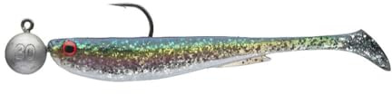 DAIWA GRANDWAVE Slim Shady Sea Gummifisch, 135mm/160mm, Fertig Montiert, Bleikopf, für Pollack und Heilbutt, 2 Stück, Gummi-Shad, Meeresköder
