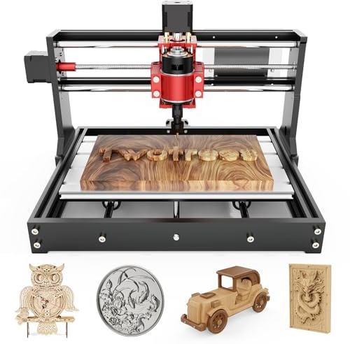 TTC3018 Pro CNC Router Machine, máquina de grabado CNC de escritorio mejorada de 3 ejes, fresadora totalmente metálica para madera, acrílico, MDF, nailon, 300 mm x 180 mm x 40 mm, área de trabajo