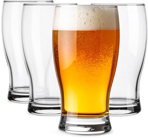 Glasmark KROSNO 1992 Bierglas Gläser 4er Set 330 ml - Klassische Biergläser für Pils Lager - Spülmaschinenfest - für Gastronomie und Haushalt