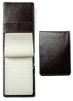 DELMON VARONE - Personalisierbares Notizblock Etui DIN A6 aus Premium Leder Vintage Anilin braun, Reporterblock klassisch im Hardcover Ledereinband, Stifthalter, Einschubfach und blanko Block liniert