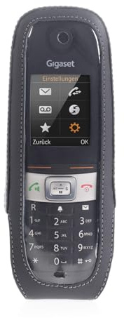 JT Berlin Turnline Schutzhülle für das Gigaset E630 - schwarz [Echtleder | 8-Stufen Gürtel-Drehclip | Handmade in Europe | Smarte Folie] - 12013