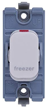 Schneider Electric Lisse White Moulded - Rocker Switch Module, for Freezer, Double Pole, 20AX, GGBL20DPFZW, White, Pack of 6