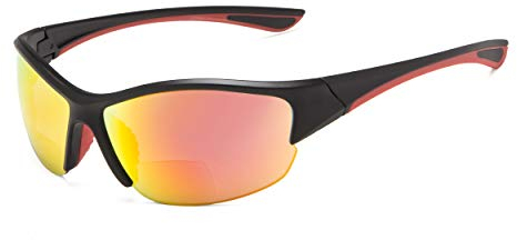 Eyekepper Hälfte-Rahmen Sports Bifokal Sonnenbrille +3.50 Stärke,die Sonnenbrille liest (Rot Spiegel)