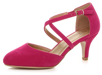 AJVANI Womens Ladies mid high Heel Strappy Crossover Wedding Evening Sandals Shoes Size