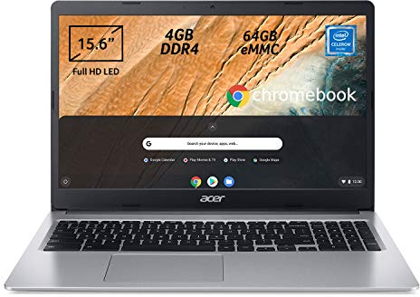 Acer Chromebook 315 CB315-3H-C7JF Notebook, PC Portatile, Processore Intel Celeron N4000, Ram 4GB DDR4, eMMC 64 GB, Display 15,6 Full HD LED LCD,Scheda Grafica Intel UHD 600, Chrome OS, Silver, [CB]