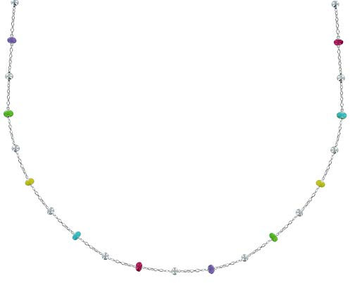 LES POULETTES BIJOUX - Sterling Silber 925 Halskette Regenbogen Email Perlen und 925 Silber Perlen