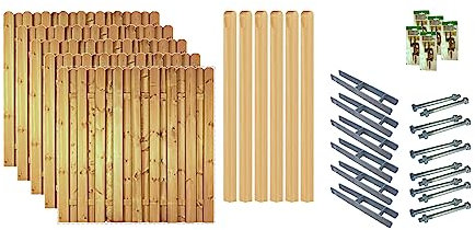 TETZNER & JENTZSCH Zäune Los Angeles 3 I Sichtschutz Zaun 180x180cm Graugrün I Gartenzaun aus Holz für den Sichtschutz I Zaun mit Lamellenwand I Gartenzaun Komplettset mit Trennwand für den Windschutz