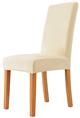 Milaran Stuhlhusse aus Velours, weich und dehnbar, Stuhlbezug für Esszimmerstühle, sehr leicht zu reinigen, Blumenstrauß, Hotel, Restaurant-Dekor (4 Stück, cremefarben)
