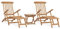 vidaXL Teak Massiv Garten Liegestuhl mit Fußstützen Tisch Klappbar Deckchair Sonnenliege Gartenliege Holzliege Liege Gartenmöbel Relaxliege