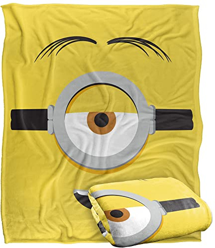 Coperta Minions, 152 x 127 cm, coperta super morbida al tatto con la faccia di Stuart, setosa al tatto