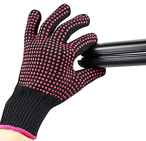 Professional Heat Resistant Glove Non Slip Silicone Bump for Hair Styling Heat Blocking for Curling, Flat Iron and Curling Wand Suitable for Left and Right Hands, 1 Piece