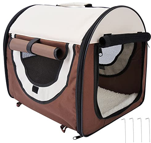 PawHut Sac de Transport pour Chien et Chat Caisse Pliable pour Animaux adaptée à la Voiture Grand Confort Respirant avec Coussin Amovible 46 x 36 x 41 cm