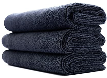 The Rag Company - Sport & Workout Towel - Gym, Exercise, Fitness, Spa, Ultra Soft, Super Absorbent, Fast Drying Premium Microfiber, 320gsm, 16in x 27in, Midnight (3-Pack)