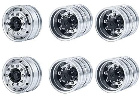 AXspeed 2 Stück Vorderradfelgen & 4 Stück Hinterradfelgen 1/14 Rad Felgen Naben Set für Tamiya Traktor Truck Climbing Trailer Car