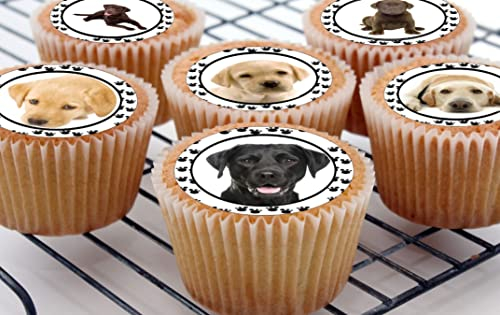 Generic 24 Pre-Cut Labrador Retriever Dog & Puppy Birthday Party Cake Toppers - Brown