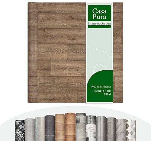 casa pura Vinylboden Meterware Atlantic - Holzoptik Fliesenoptik Steinoptik - PVC Bodenbelag - Vinyl Designbelag für Küche, Bad & Wohnbereich (Eiche Antik 606M, 200x200cm)