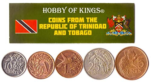 Trinidad and Tobago 5 Mixed Coins | 1 Cent to 25 Cents | Trinidadian and Tobagonian Currency Since 1976