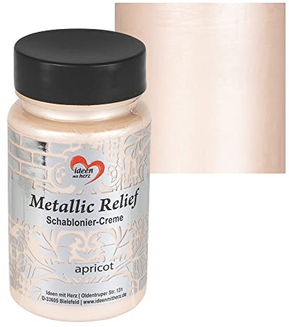 Ideen mit Herz Crème pour pochoirs en relief métallisé, pâte structurelle fine, couleur, 90 ml, à base d'eau (abricot)