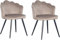 PoleWolf Esszimmer Stühle 2er Set - Crown Küchenstühle Modern - Essstühle - Samt Stuhl - Sand Weiß