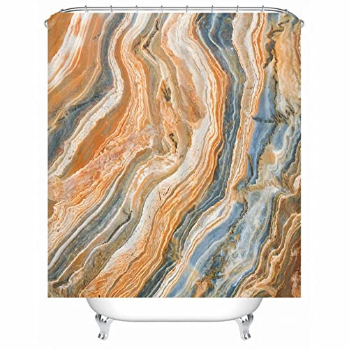 Whoiy Rideau Douche Tissu, Rideaux de Douche Motif Montagne Rocher Rideau de Douche 150x200cm, Orange