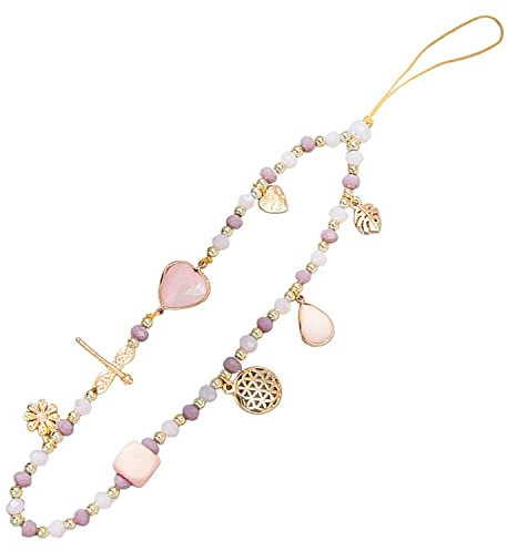LENTQIUTT 1 Pièces Chaîne de Téléphone, Cristal Rose Anti-perte Téléphone Cas Pendentif Chaîne Téléphone Bijoux Téléphone Décoration Accessoire Porte-clés Lanière