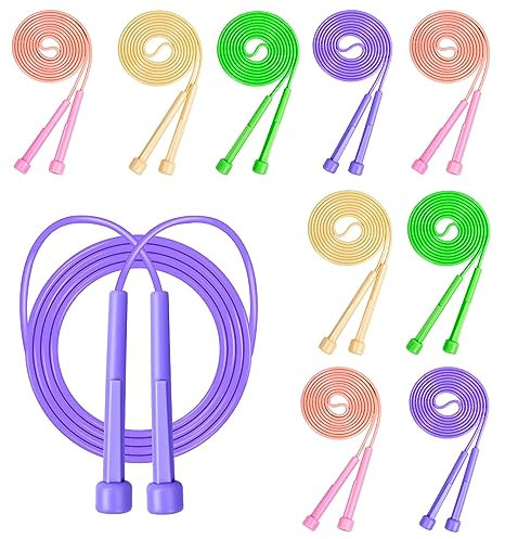 Skipping Rope for Kids, 10 Pack Adjustable Colorful Jump Ropes for Home Exercise & Fitness & Sport Outdoor & Workout School Game & Outdoor Activity, Skipping Ropes Exercise for Men Women Kids