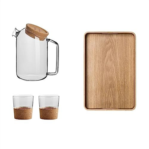 Iced Tea Pitchers High Temperature Resistant Glass Cold Kettle Living Room Water Cup teapot Set Lemon Cold Kettle Home Large Capacity tie Pot Water Pitcher Water Carafe (Color : Medium)